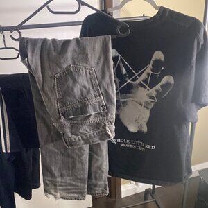W34 L32 Brody jeans + size XL Carti merch tshirt